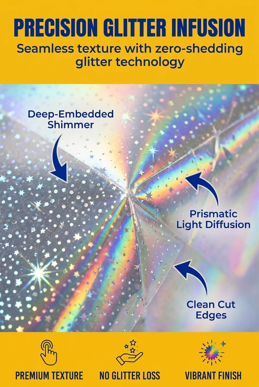 glitter lamination film cold lamination application on decorative stickers with bubble-free finish