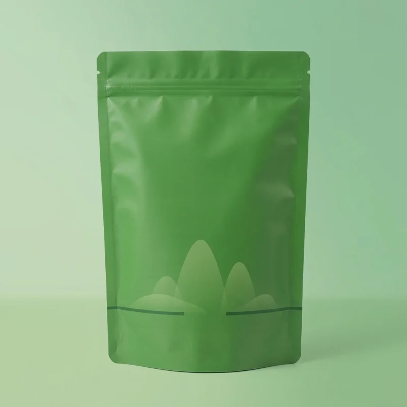 Industrial packaging of resealable stand up food pouches with custom width options for printing houses