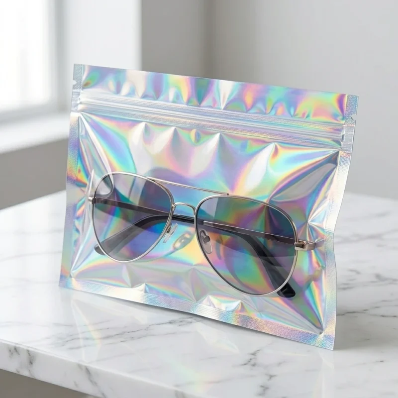 Soft Holographic Packaging Bags material roll showing PET BOPP layer flexibility and durability