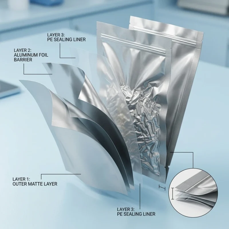 Vacuum seal bags for food applied on luxury gift packaging demonstrating 3D laser reflection