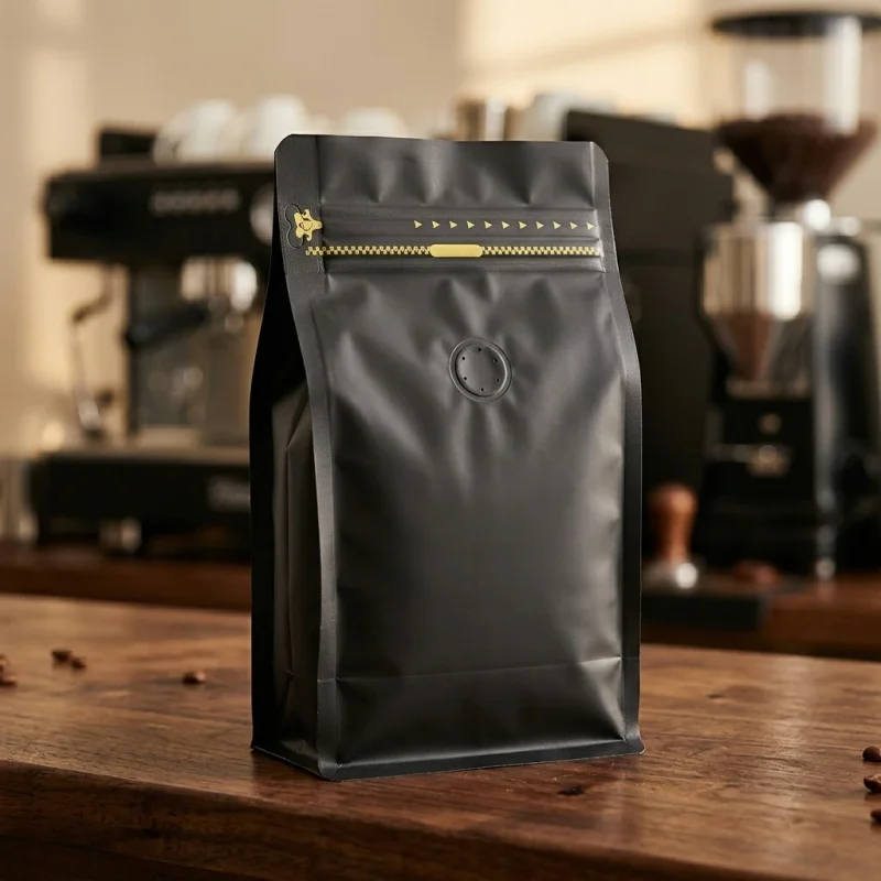 Industrial packaging of coffee packaging bags with custom width options for printing houses
