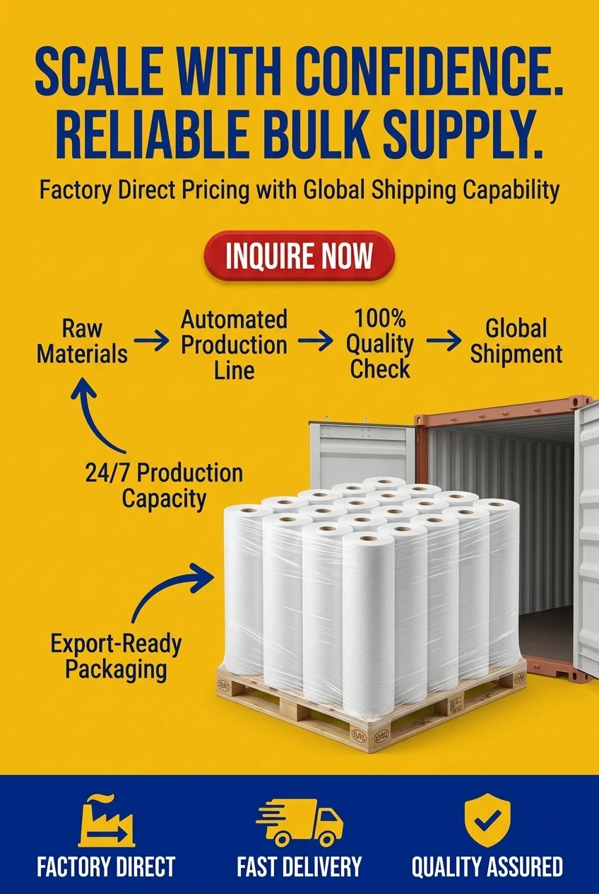 Each packaging roll is manufactured with precise gauge control to ensure uniform thickness across the length, preventing wast
