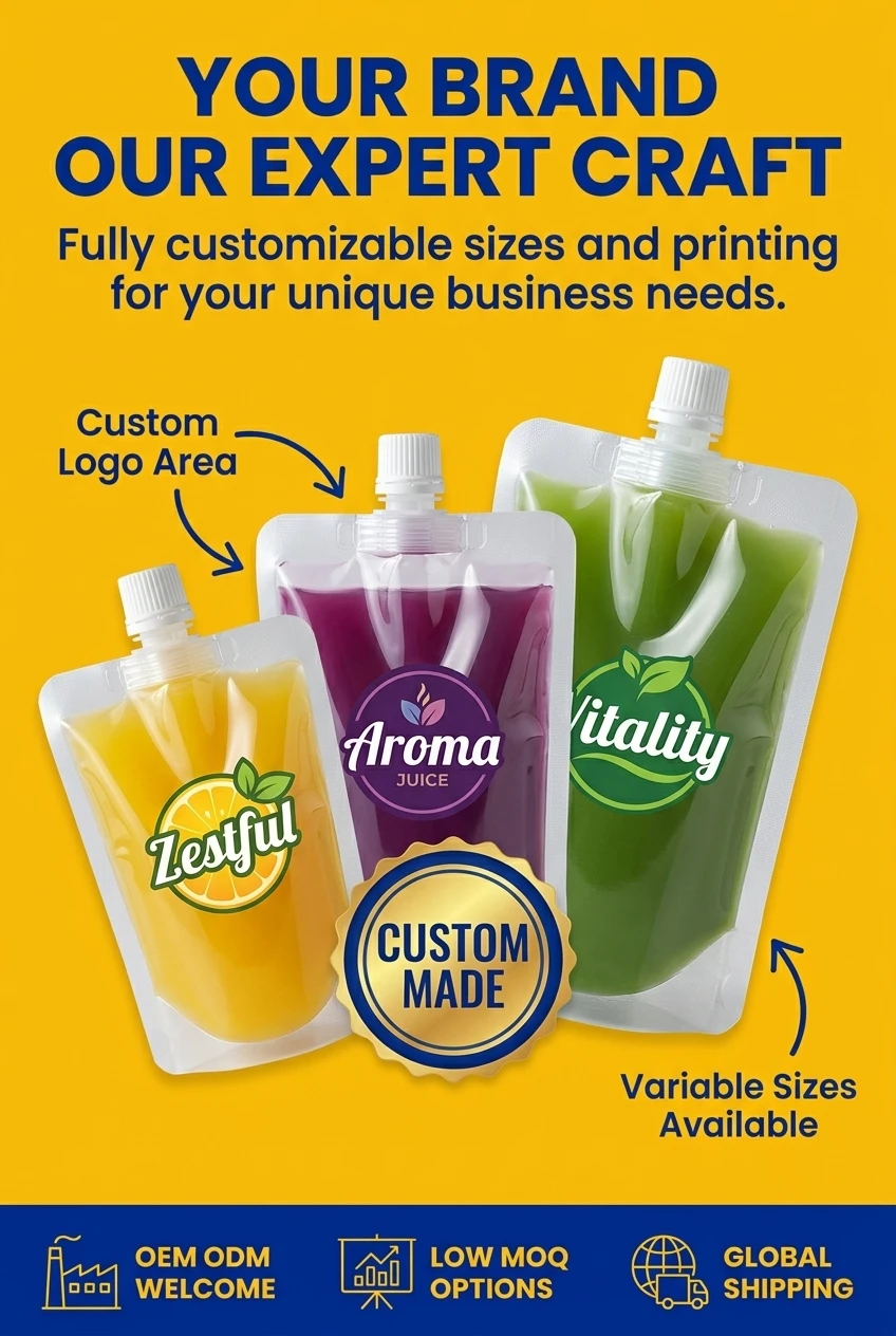 Waterproof stand up spout pouch protecting printed gift box designs from moisture
