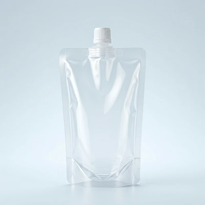 Industrial packaging of stand up spout pouch with custom width options for printing houses
