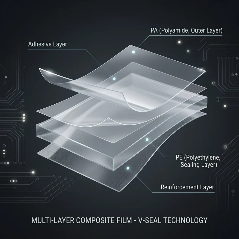 vacuum packaging bags applied on luxury gift packaging demonstrating 3D laser reflection