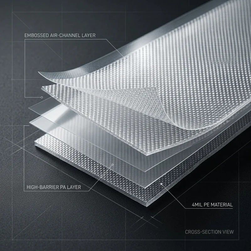 vacuum sealer bags for food applied on luxury gift packaging demonstrating 3D laser reflection