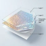 holographic lamination film roll applied on luxury gift packaging demonstrating 3D laser reflection