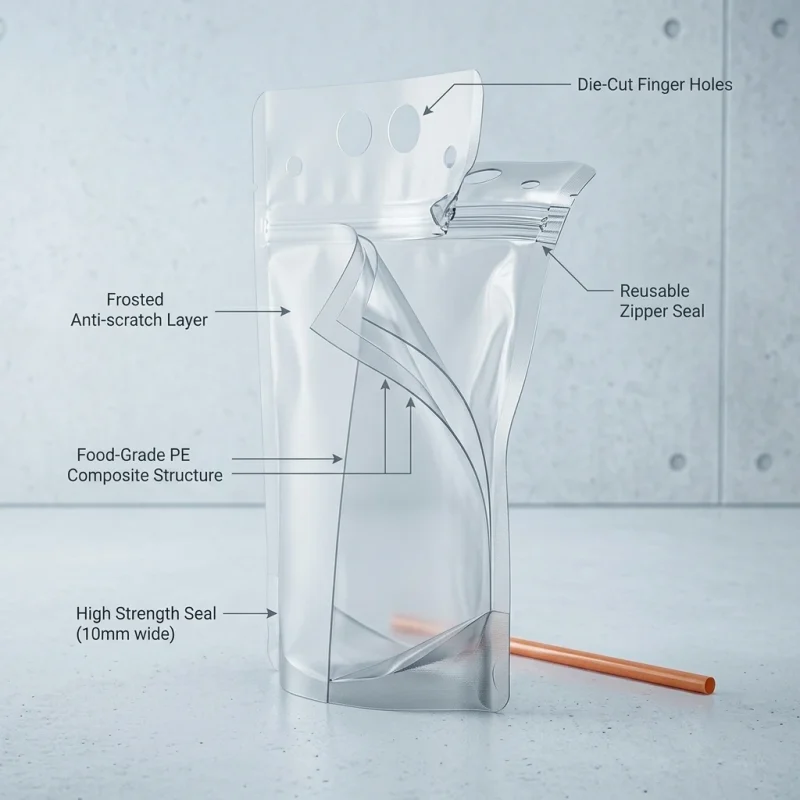 Soft stand up ziplock food packaging material roll showing PET BOPP layer flexibility and durability