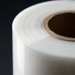 Close-up of BOPP film roll surface with vertical holographic grating pattern