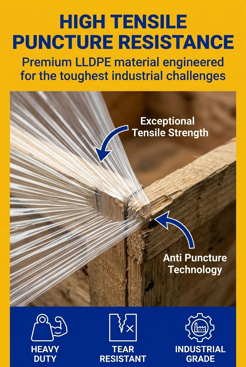 Heavy duty lldpe stretch film with exceptional puncture resistance. Our ldpe clear film rolls are engineered for high tensile
