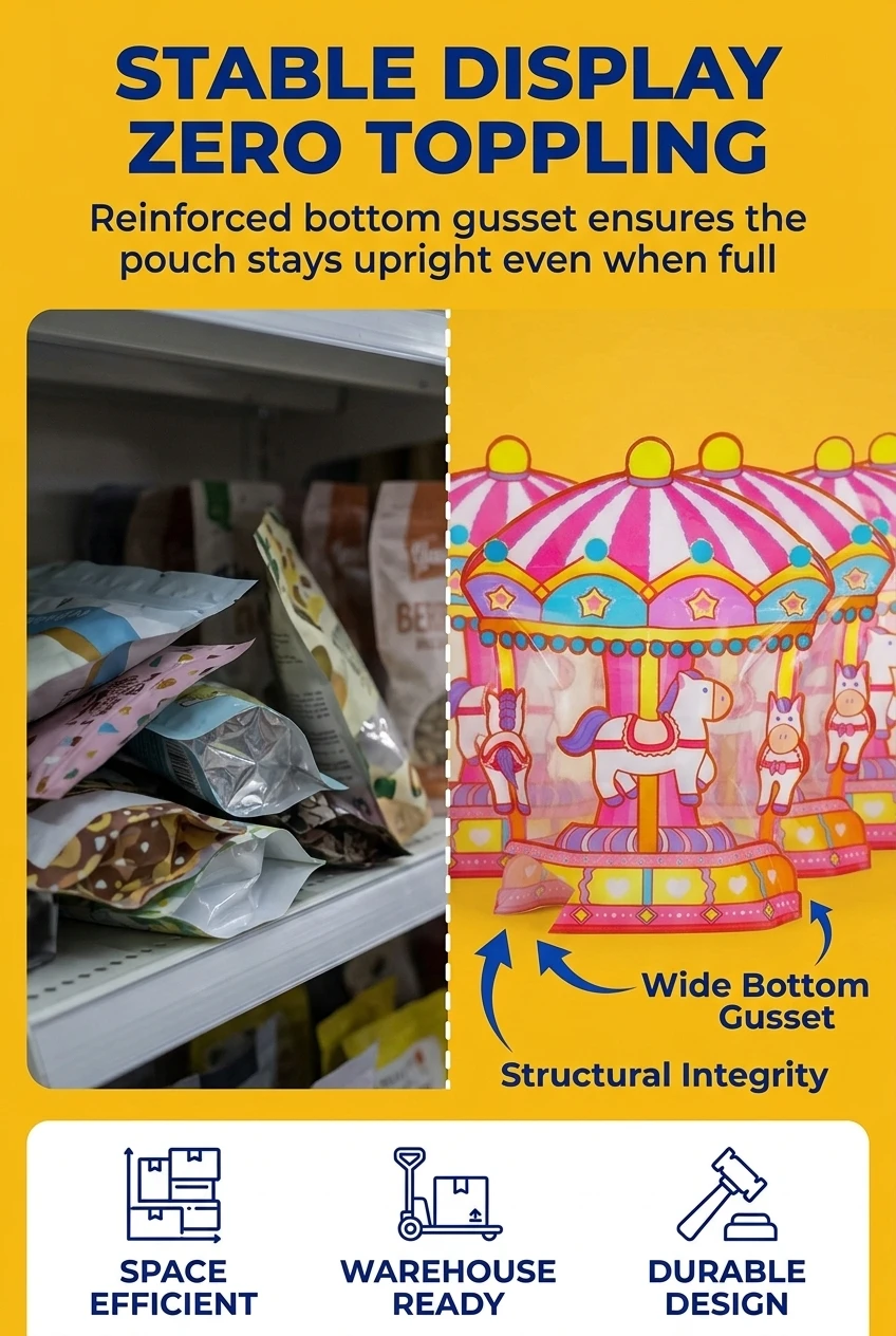 Customized Irregular Die Cut Shape Bag with Window Ziplock Self Sealing Bag for Chewing Gum Jelly and Cookie Packaging