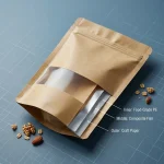 Close-up of stand up ziplock food bags surface with vertical holographic grating pattern