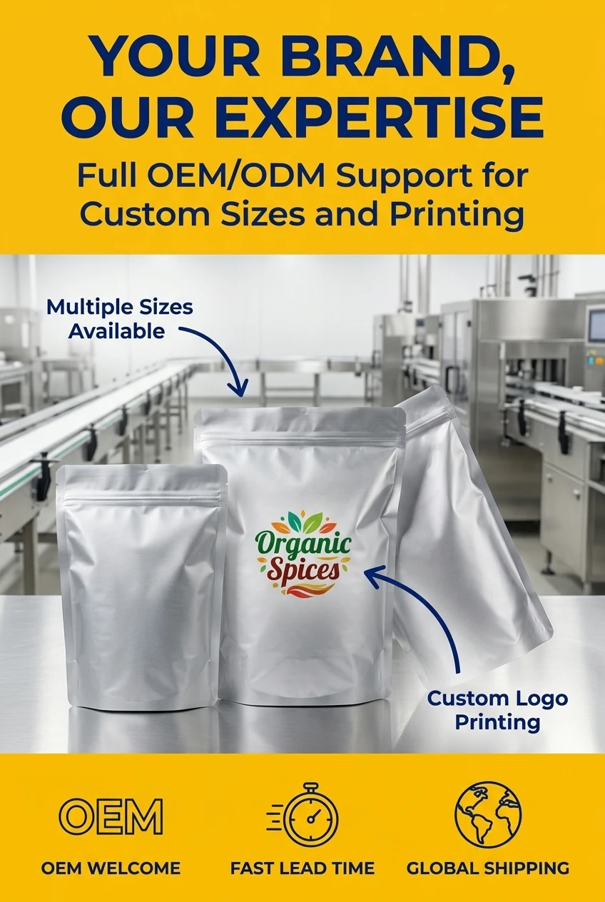 Anti-counterfeiting security label using Stand Up Ziplock Food Packaging Bags with dynamic rainbow shift