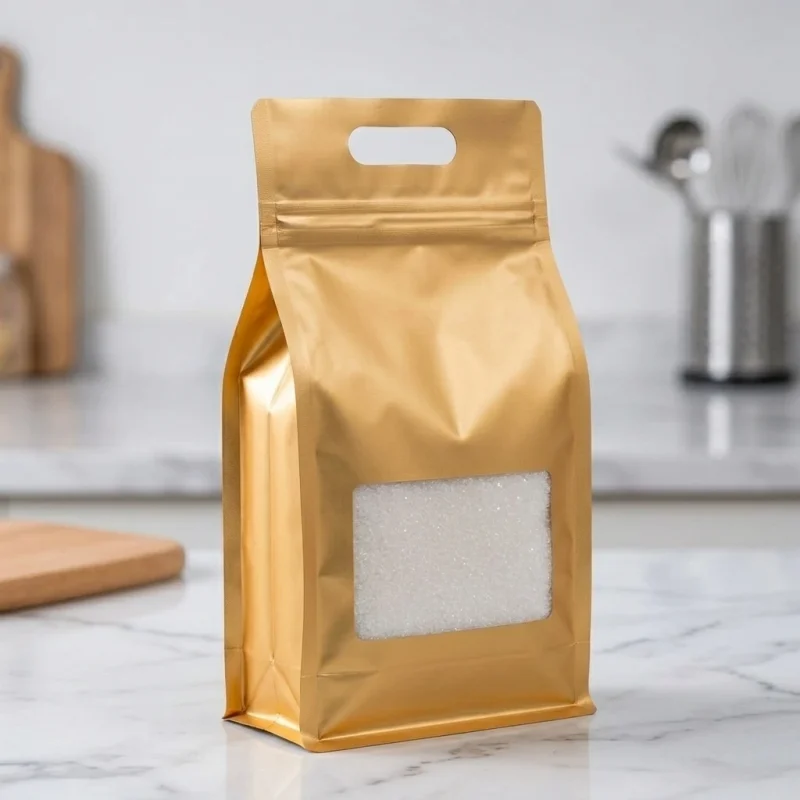 custom food packaging ziplock bags applied on luxury gift packaging demonstrating 3D laser reflection