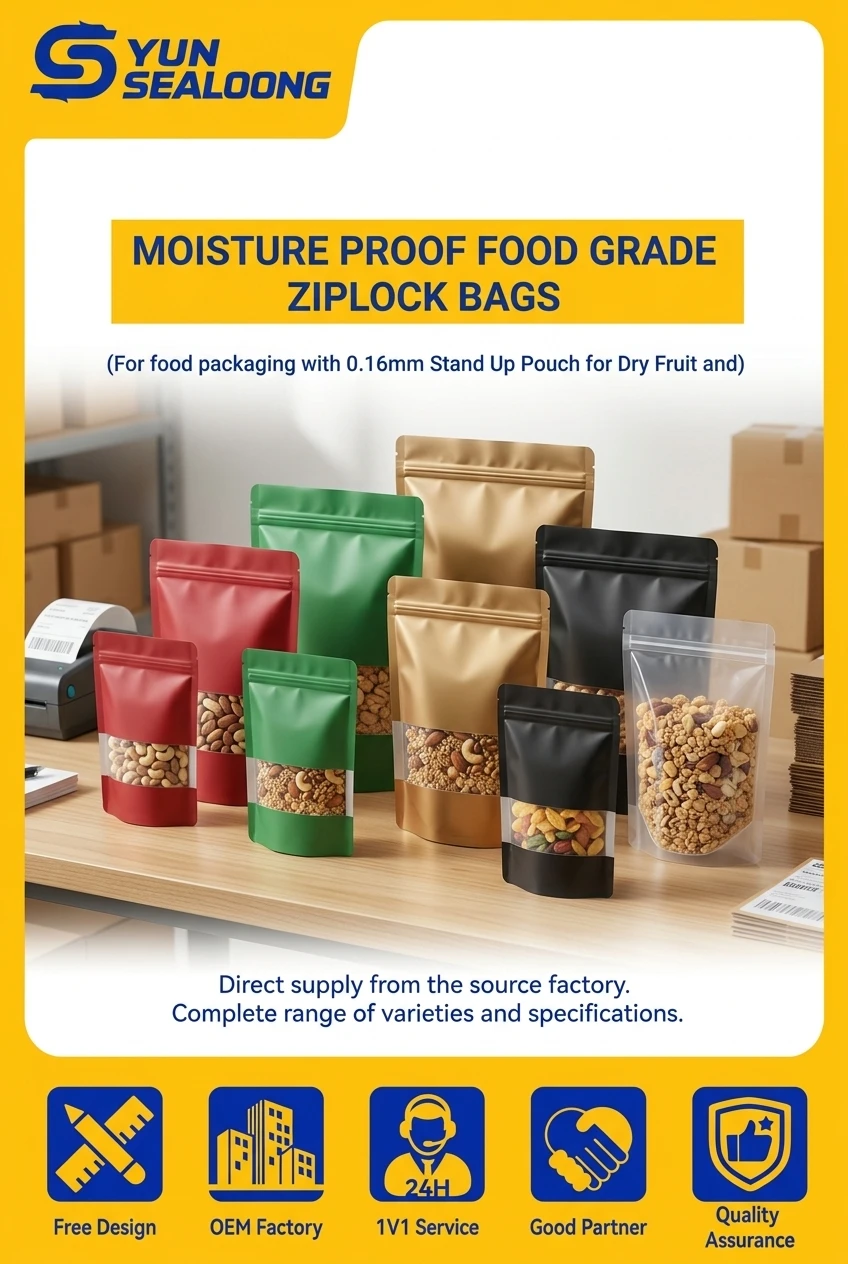 Custom Eight Side Seal Flat Bottom Pouch with Side Clear Window Matte Colorful Block Bottom Coffee Bag for Nuts and Granola