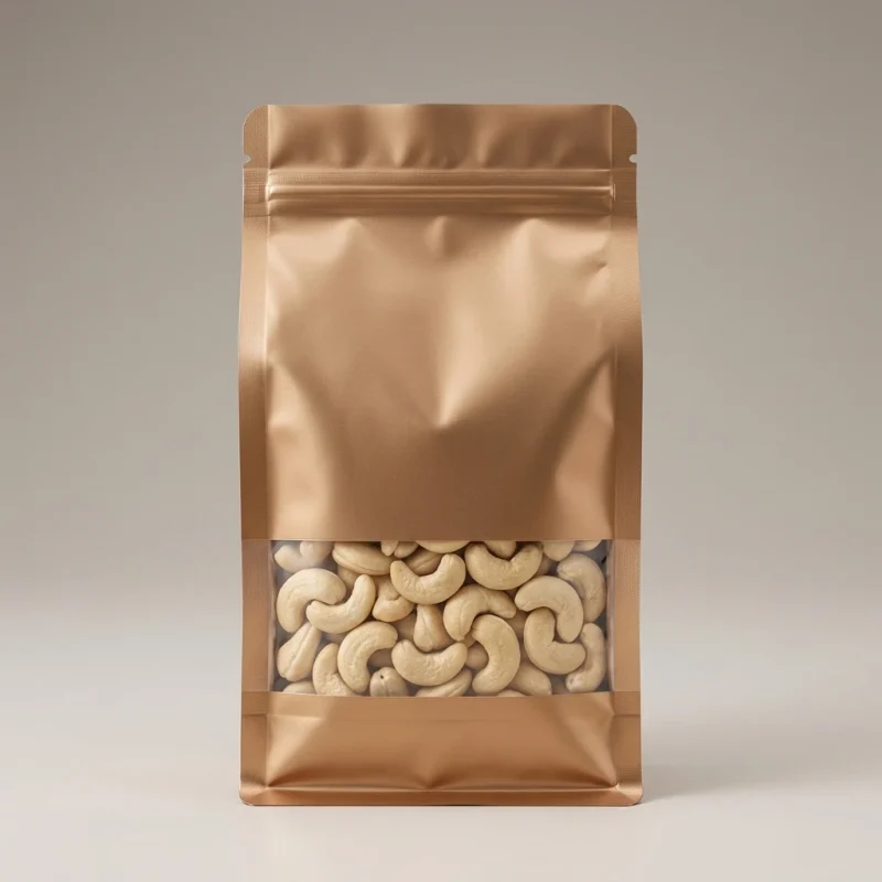 Close-up of Resealable food packaging bags surface with vertical holographic grating pattern