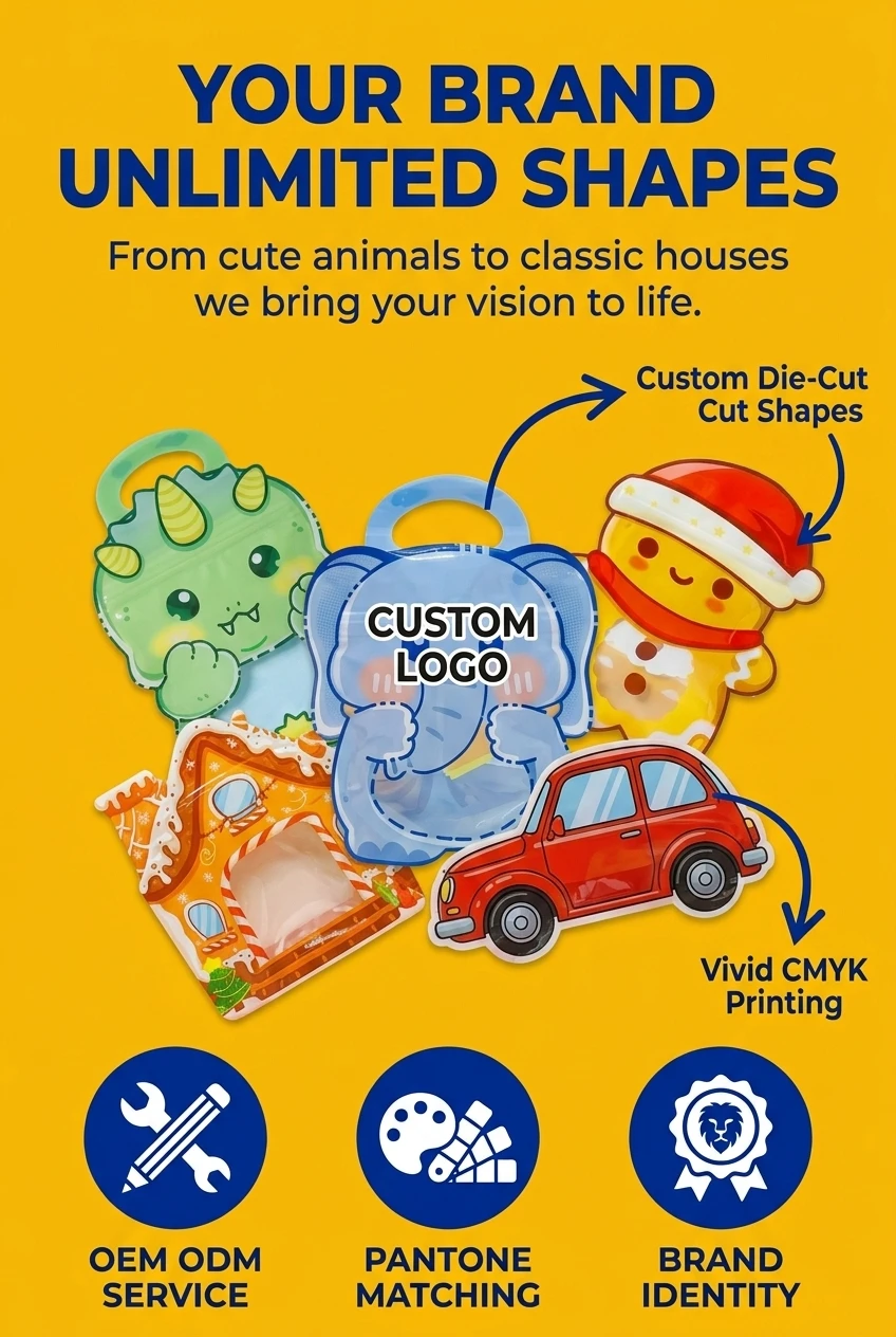 Anti-counterfeiting security label using custom shaped food packaging bags with dynamic rainbow shift
