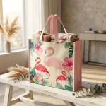 die cut handle plastic bags showing prismatic rainbow effect on transparent soft BOPP base