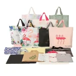 Industrial packaging of die cut handle plastic bags with custom width options for printing houses