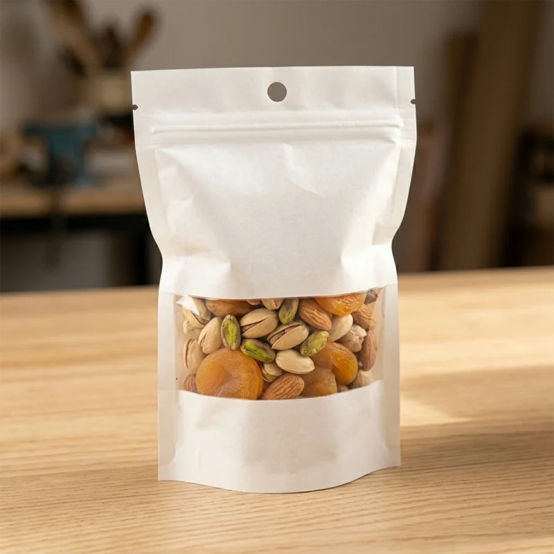 Soft clear square bottom ziplock bag material roll showing PET BOPP layer flexibility and durability