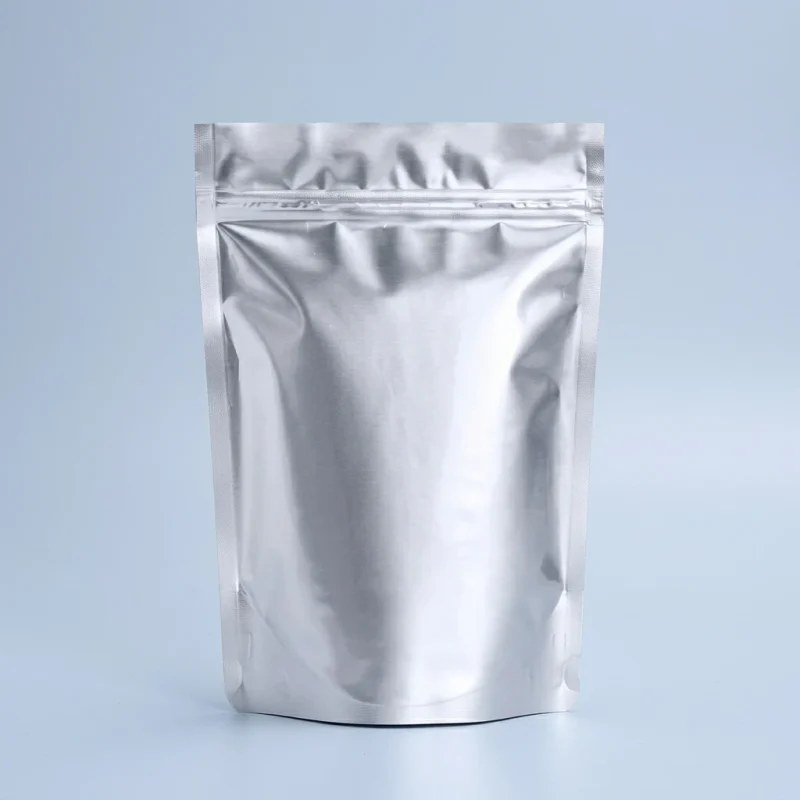 Close-up of ziplock packaging bags surface with vertical holographic grating pattern