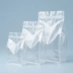 Close-up of heavy duty resealable ziplock bags surface with vertical holographic grating pattern