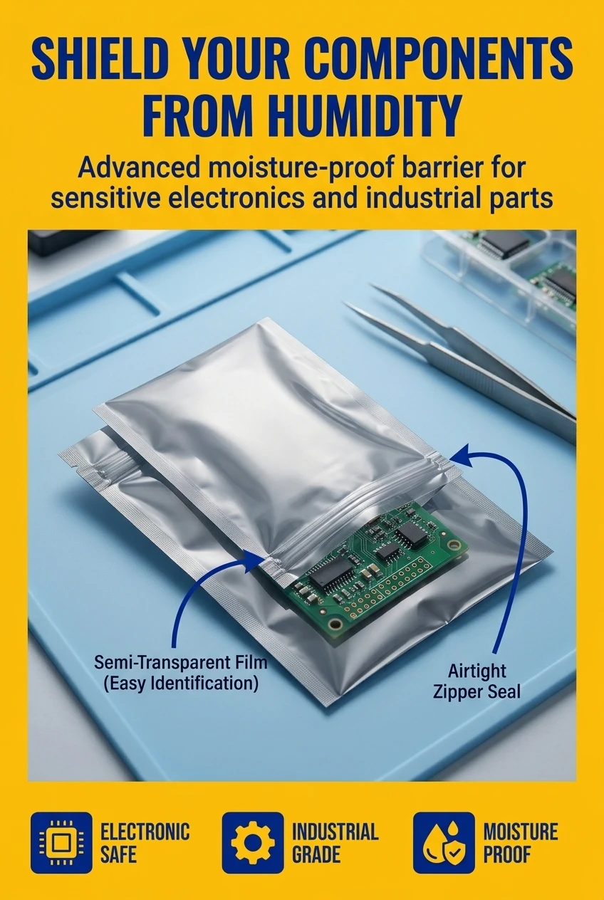 ESD Anti-Static Shielding Bag with Zipper Top Resealable Metallic Silver CPP Plastic ESD Bag for HDD SDD or Other Electronics