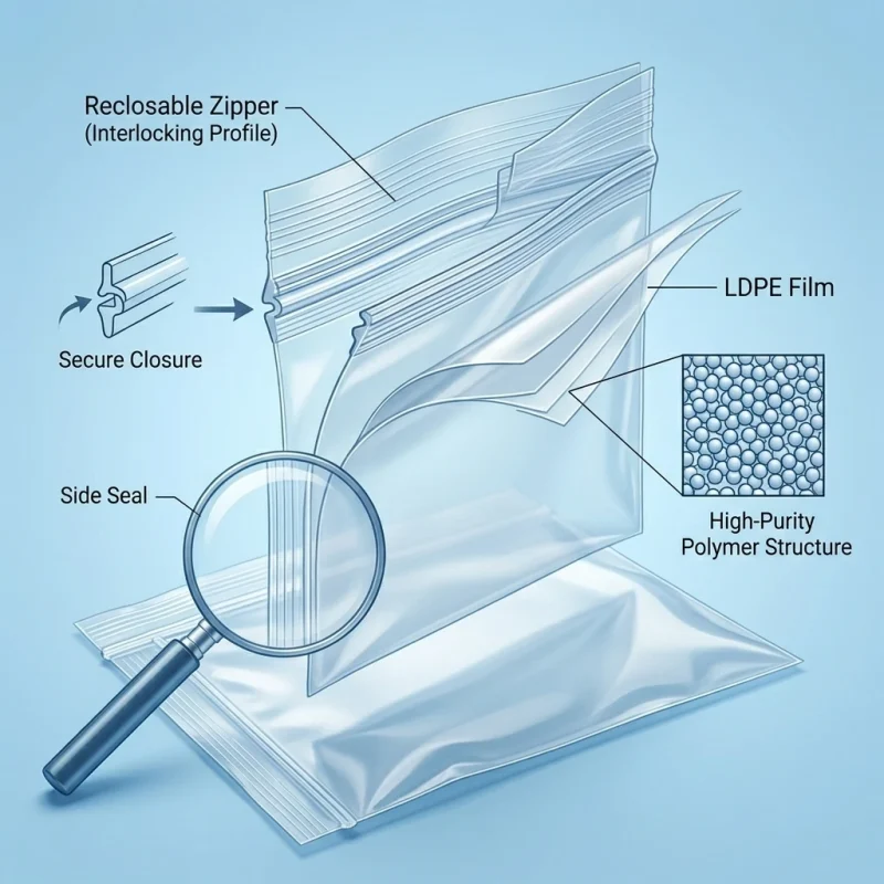 Industrial packaging of ziplock bags for clothes packaging with custom width options for printing houses