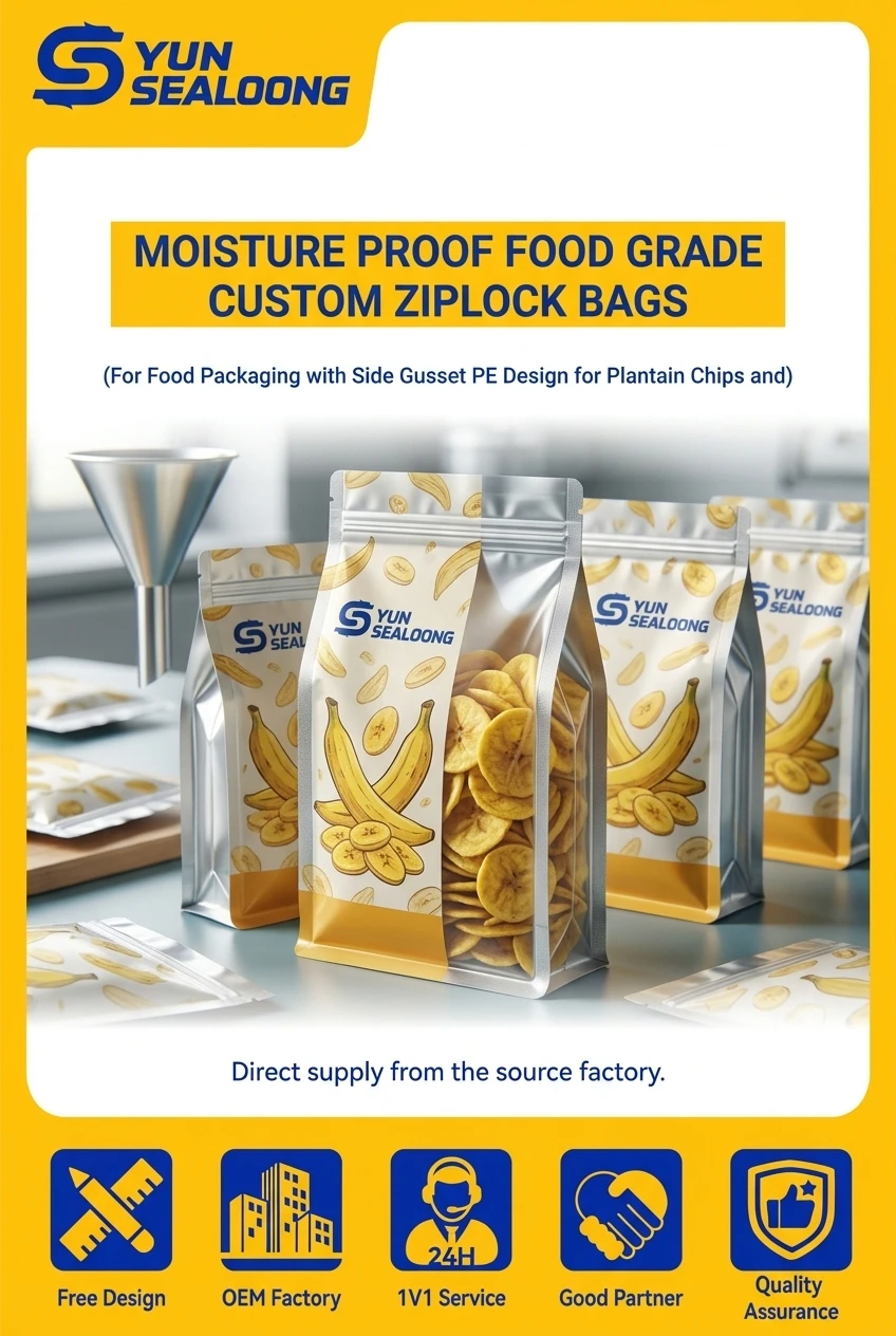 resealable food packaging bags detail view showing vertical rainbow stripe pattern and transparency
