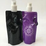 spout pouch food packaging bags showing prismatic rainbow effect on transparent soft BOPP base