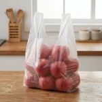PE food packaging bags showing prismatic rainbow effect on transparent soft BOPP base