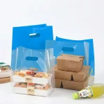 die cut handle plastic bags applied on luxury gift packaging demonstrating 3D laser reflection