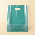 Industrial packaging of die cut handle plastic bags with custom width options for printing houses