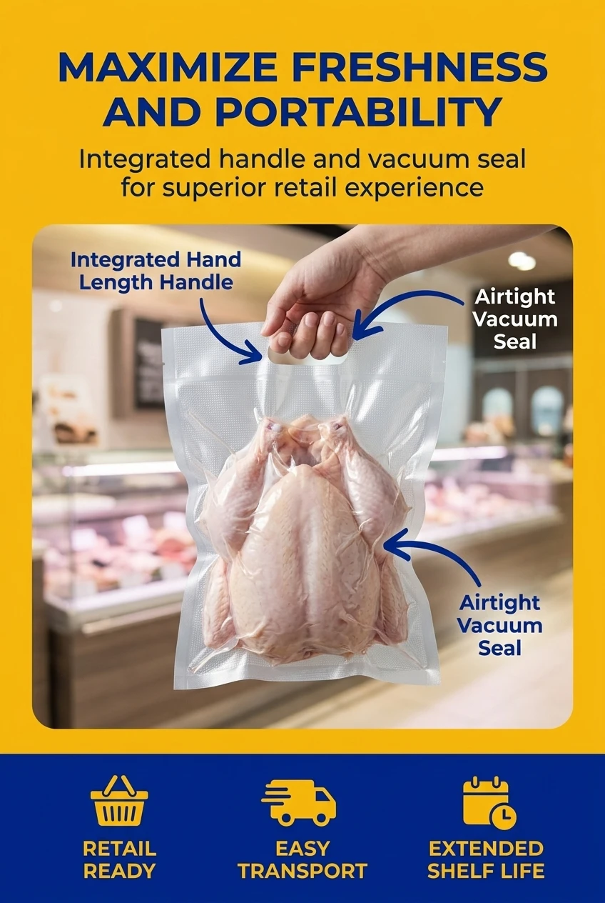 Custom Single Sided Embossed Texture Vacuum Plastic Bag Food Grade Nylon PE Heat Seal Bag for Smoked Beef and Ham