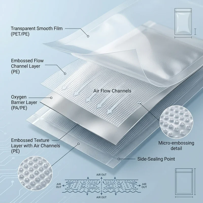 food vacuum sealer bags applied on luxury gift packaging demonstrating 3D laser reflection