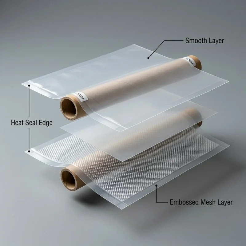 recyclable vacuum sealer bags applied on luxury gift packaging demonstrating 3D laser reflection