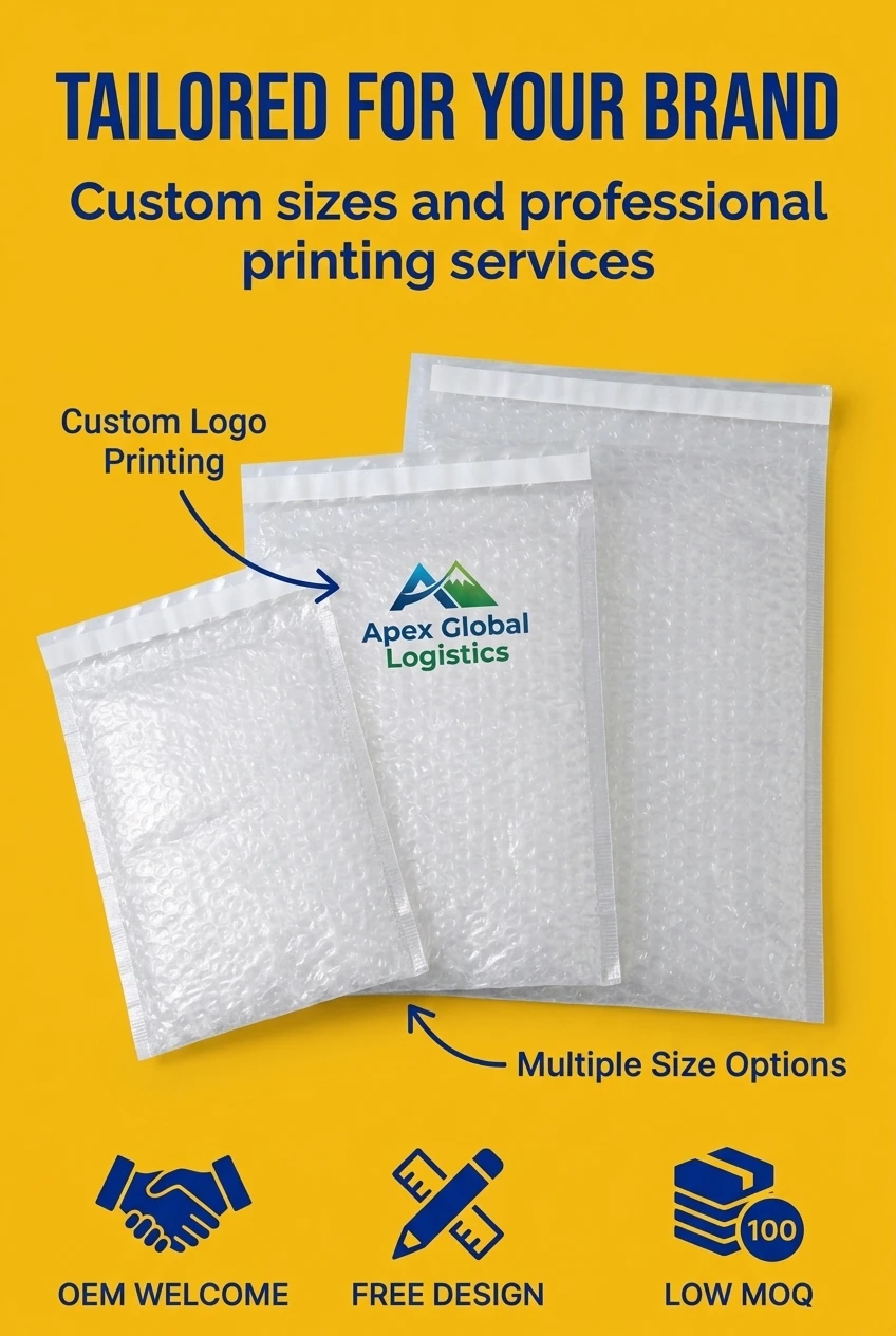 Waterproof zipper bubble wrap bags protecting printed gift box designs from moisture