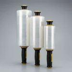 Soft industrial hand stretch film material roll showing PET BOPP layer flexibility and durability