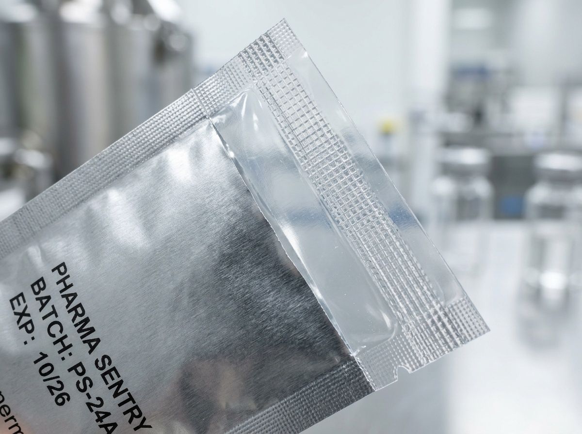 Macro shot of clean powder-free seal for probiotic packaging stability