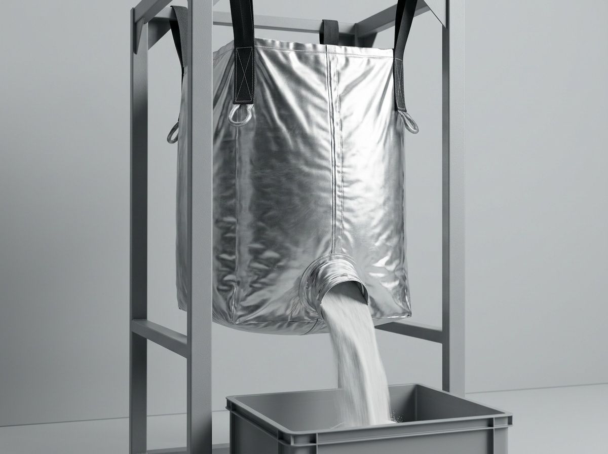Static dissipative FIBC liner for industrial powder flow