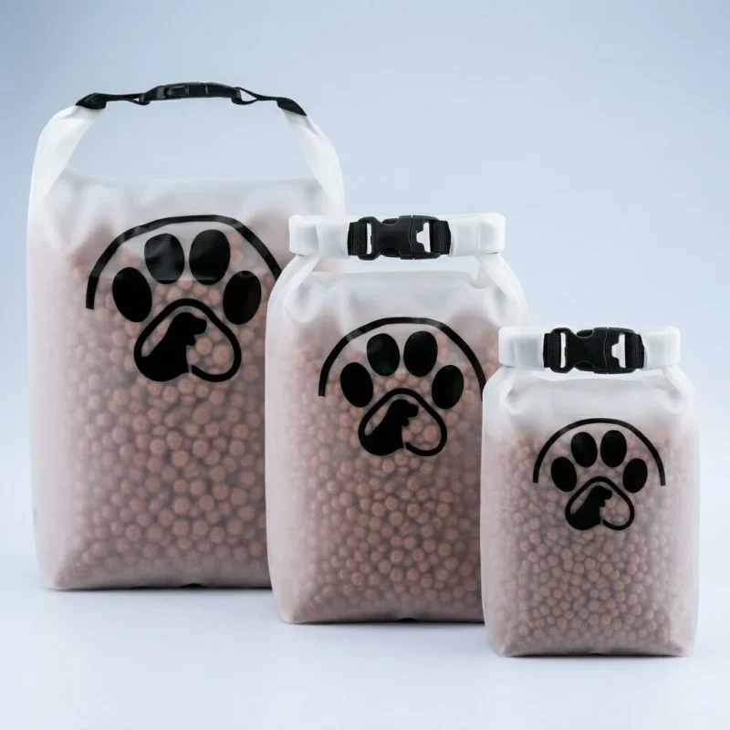Soft reusable pet food packaging bags material roll showing PET BOPP layer flexibility and durability