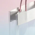 clear plastic gift bags with handles applied on luxury gift packaging demonstrating 3D laser reflection