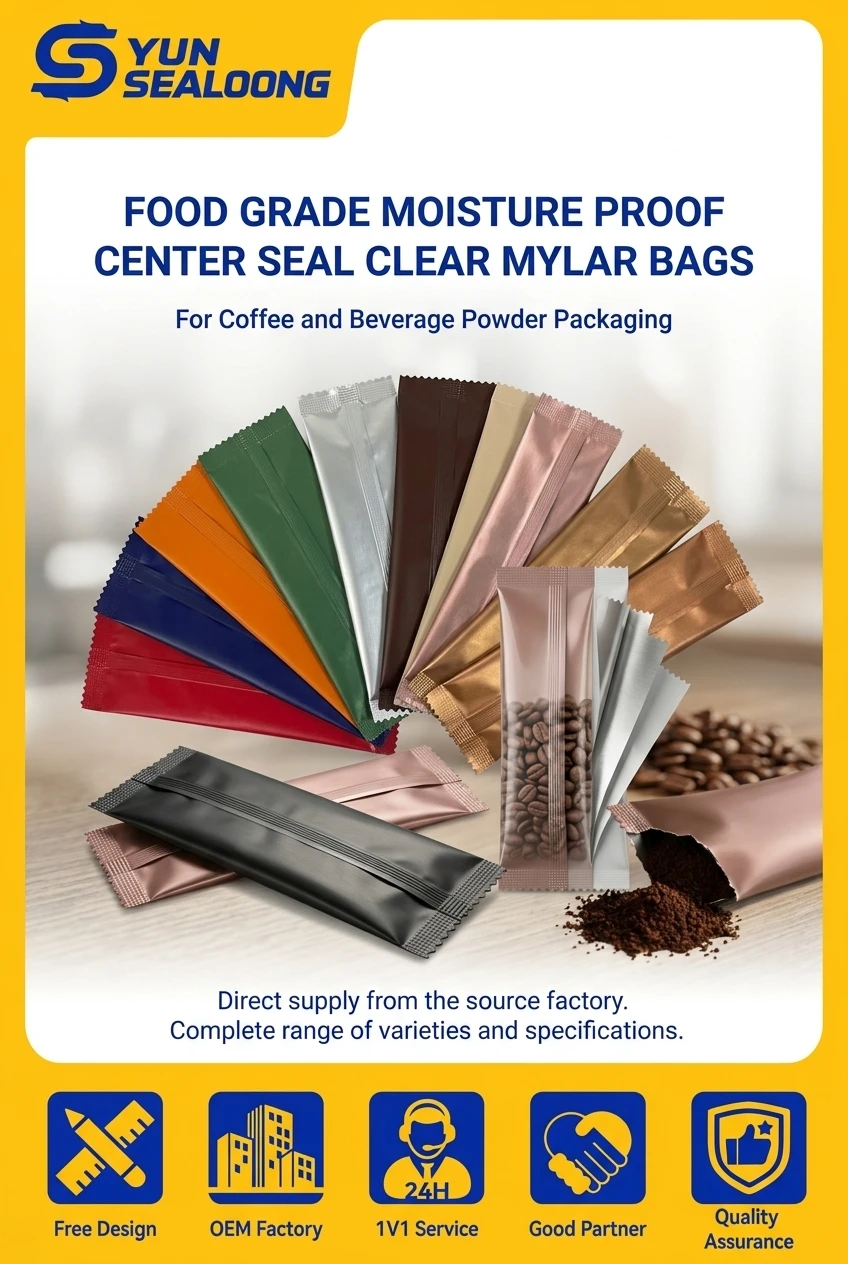 Smell Proof Low MOQ Wholesale 2-25g Food Grade Aluminum Tea Packaging High for Moistureproof Middle Seal Bags Serrated Tear