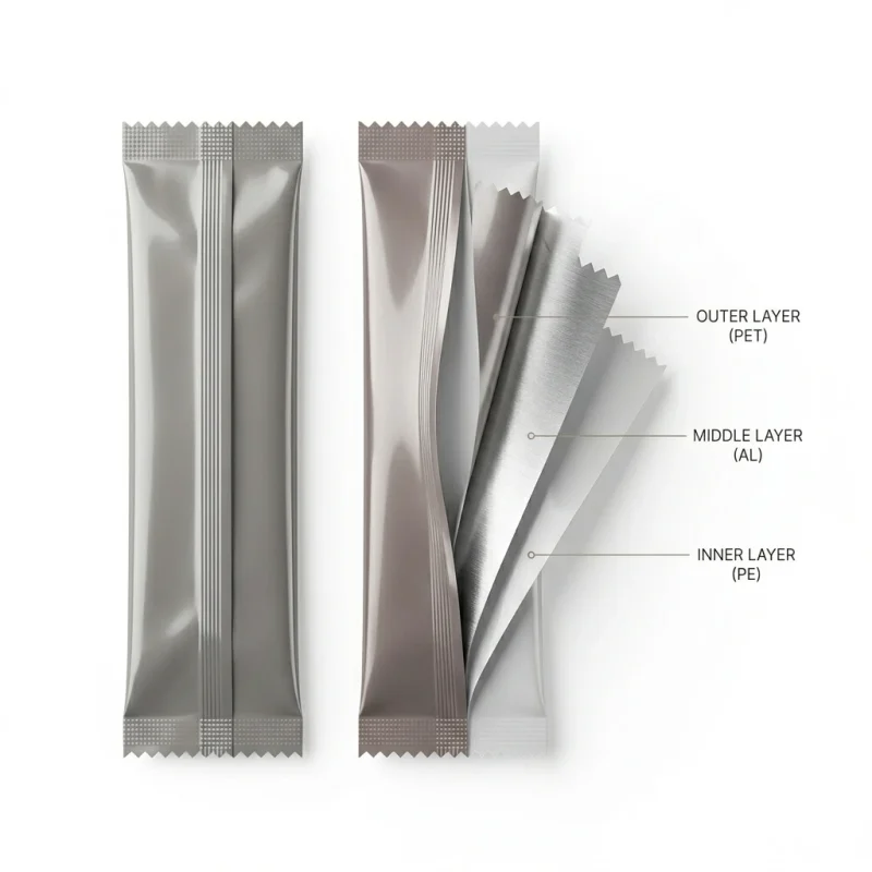 heat seal mylar bags applied on luxury gift packaging demonstrating 3D laser reflection