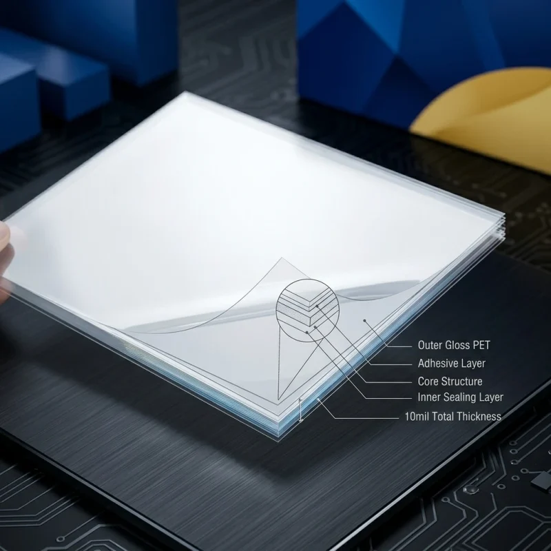 thermal laminating film roll applied on luxury gift packaging demonstrating 3D laser reflection