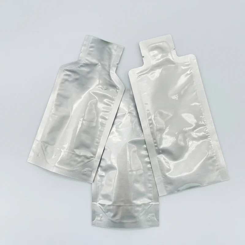 retort food packaging pouches showing prismatic rainbow effect on transparent soft BOPP base