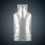 Close-up of retort food packaging pouches surface with vertical holographic grating pattern