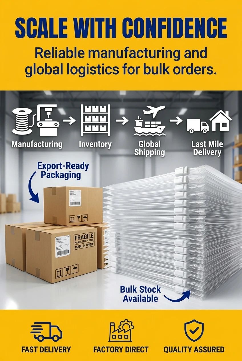 Scale your global distribution network with confidence utilizing our export ready packaging and global logistics for bulk ord