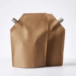 Close-up of spout pouch surface with vertical holographic grating pattern