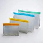 recyclable stand up pouch with zipper showing prismatic rainbow effect on transparent soft BOPP base